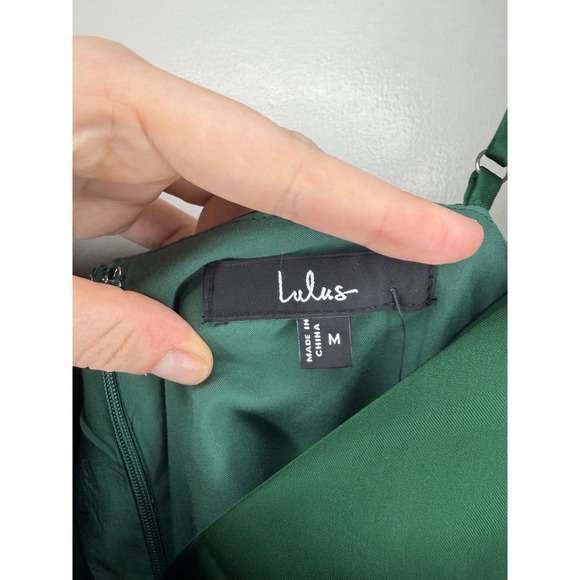 NWT Lulus Green Satin Mini Dress Cowl Neck Spaghetti Strap Party Cocktail - Picture 5 of 10